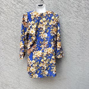 Blue Floral Print Kurta