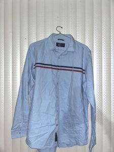 Men's Light Blue Striped Casual Shirt
