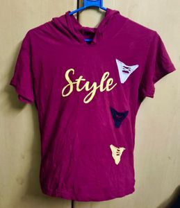 Stylish Maroon Hoodie T-Shirt