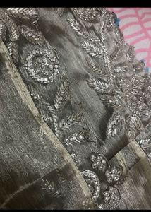Embellished Grey Saree