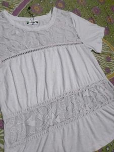 Chic White Lace Detail Top