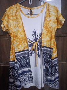 Stylish Yellow &amp; Blue Printed Kurta