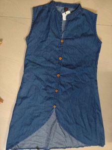 Sleeveless cotton Denim blend kurti new with tag