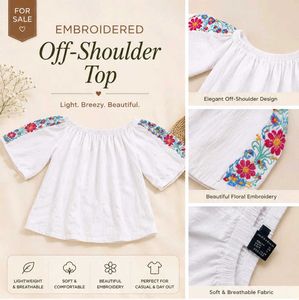 Embroidered Off-Shoulder Top