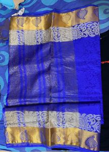 Royal Blue Saree with golden Border