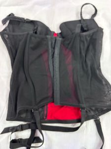 Gothic Sheer Black &amp; Red Corset❤️🖤