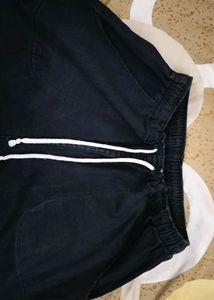 Jet Black Cotton Trouser