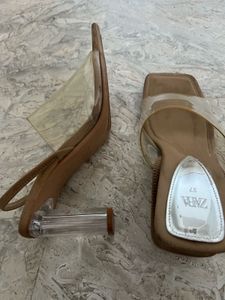 Zara Clear Strap Square Toe Heels