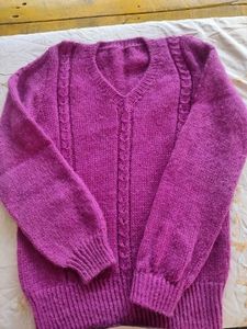 Purple Knit V-Neck Sweater