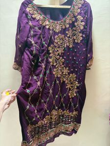 Embroidered Purple Kurta Set