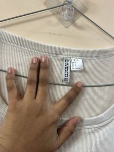 White Ribbed Cropped Top