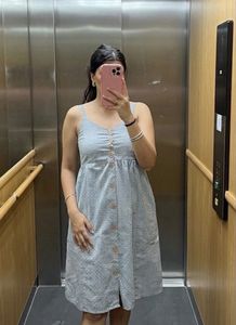 Light Blue Button-Front Mini Dress