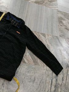 Stylish Black Dotted Long Sleeve Top