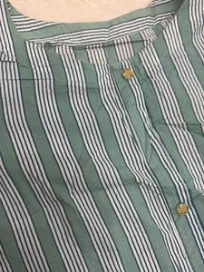 Sea Green Striped Cotton Kurta