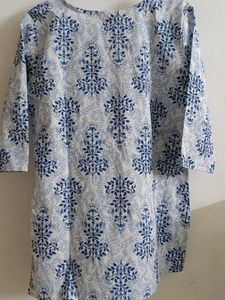 Blue &amp; White Block Print Kurta