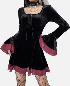 Gothic Velvet Dress with Bell Sleeves