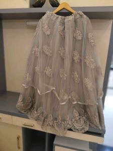 Elegant Grey Embroidered Skirt