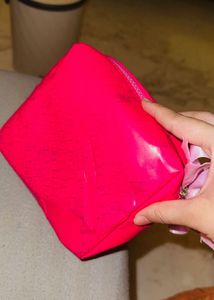 ysl Pink Cosmetic Pouch with Bow Detail