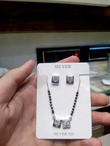 Mangalsutra With Earrings Set Pure Silver 925