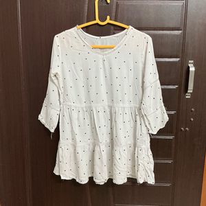 White Polka Dot Tunic Top