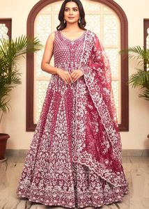 Stunning Dark Pink &amp; White Bridal Lehenga
