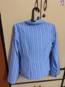 Blue Striped Button-Up fitted Shirt