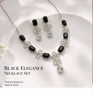 Elegant Black & Silver Necklace Set