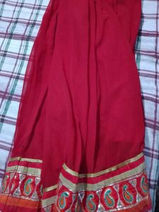 Red long skirt with Embroidered Border