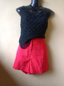 Red High Waist Short