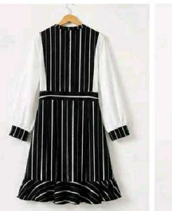 chic stripped ruffle dress