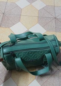 Chic Teal Heart Quilted Satchel Bag