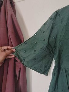 Green Embellished Kurta