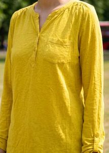 Women's Yellow Long Sleeve Henley Top