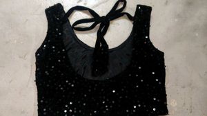 Sparkling Black Sequin Blouse