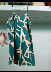 Shein Green Abstract Print Camisole Dress