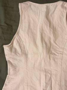 Sleeveless White Zip-Up Top