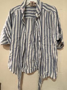 Striped Tie-Front Blouse