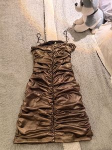 Metallic Ruched Mini Dress♨️