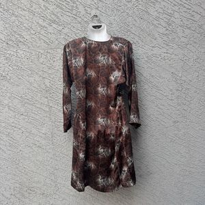 Brown Leaf Print Kurta