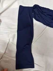 Savana Navy Blue Off-Shoulder Long-Sleeve Top
