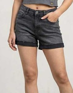 Washed Black Denim Shorts