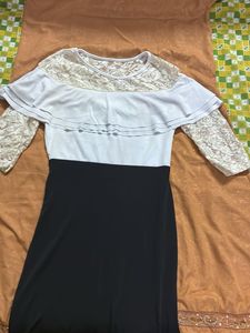 Chic Off-Shoulder Lace Trim Dress