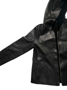 Black Hooded 100% Leather Jacket