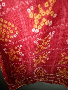 Red Kota Cotton Bandhni Single Kurti