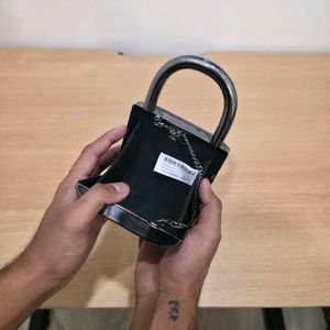 Original Zara Lock Shaped Clutch Bag