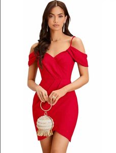 Red Off-Shoulder Bodycon Dress