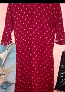 Maroon Kurta with Gold Print