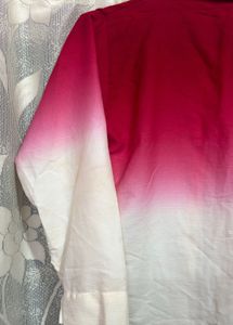 Ombre Red &amp; White Button-Up Shirt