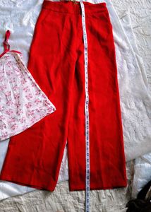 Vibrant Red Wide Leg Pants with Cami top