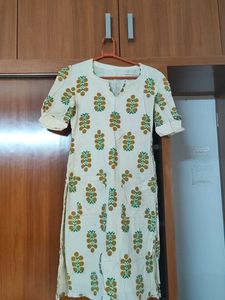 Cream Kurta with Block Print